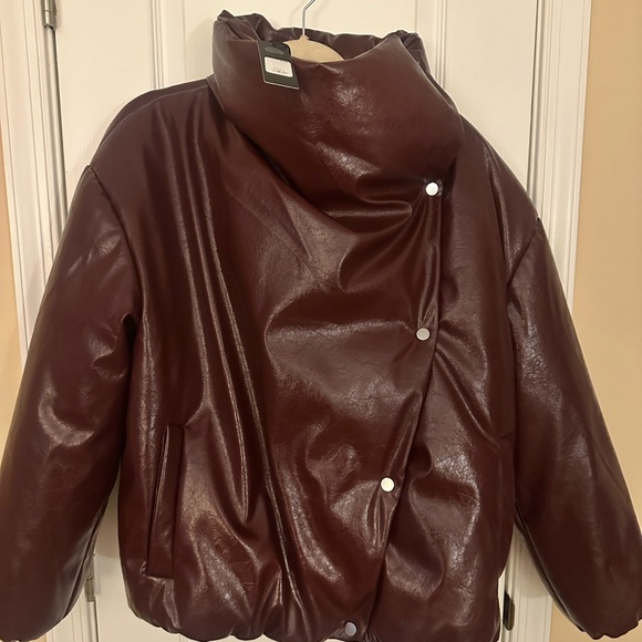 NWT| Fashion Nova Deep Burgundy Puffer Jacket - Picture 5 of 7